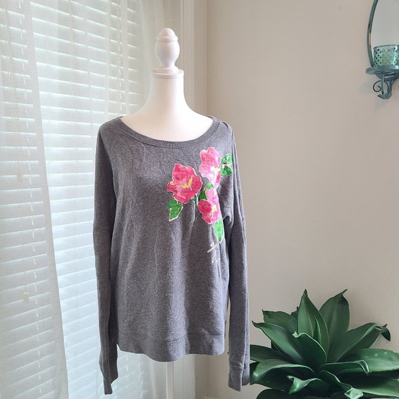 Grey Hollister Sequin Crew Sweater - Picture 2 of 7